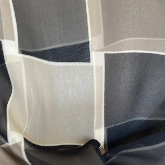 Vintage Echo Modern Geometric Sheer Silk Long Silk Scarf Black, Gray, Red - Picture 5 of 9